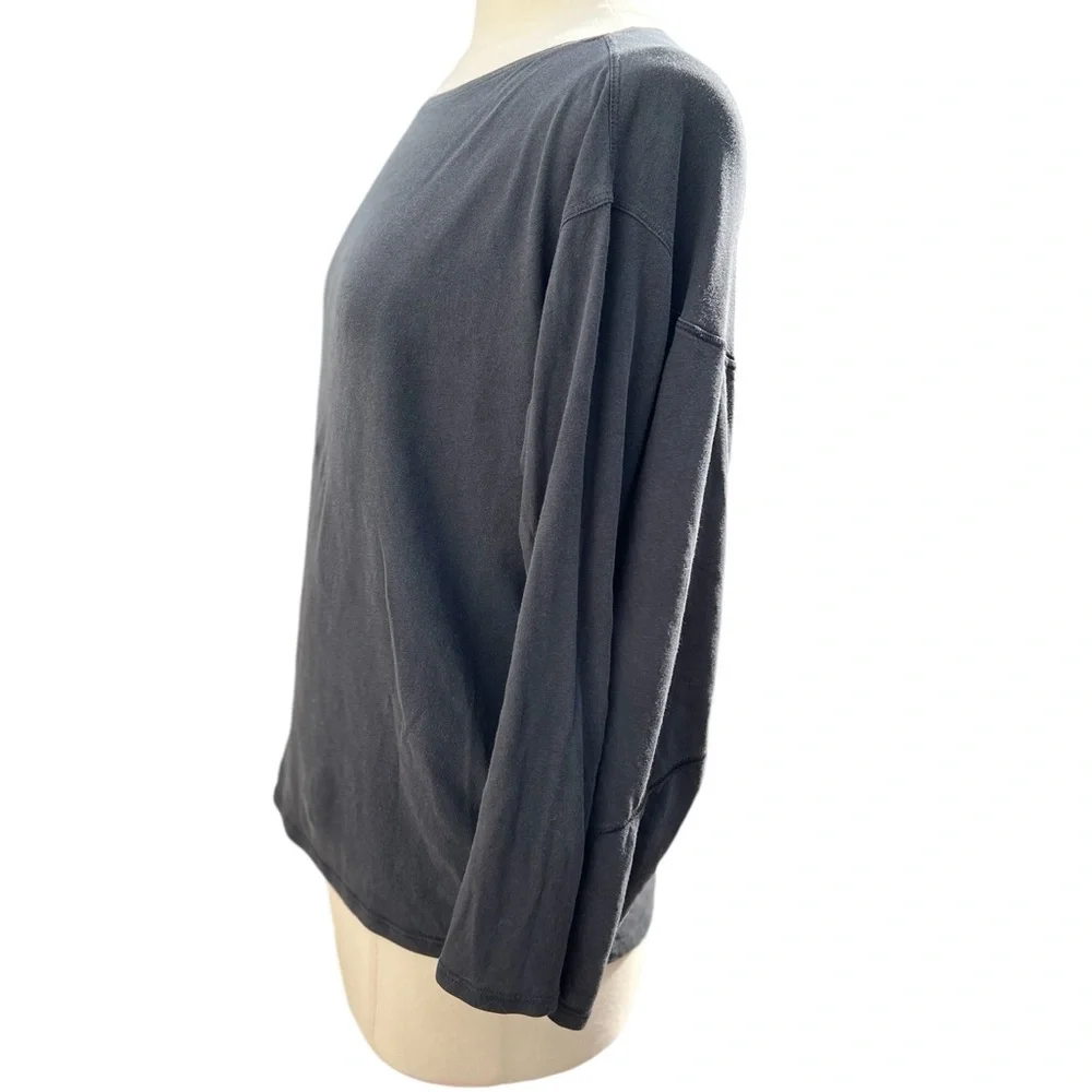 Women’s Lululemon Relaxed Black Crew Neck Cotton Long Sleeve Top Size 8 - Picture 2 of 7